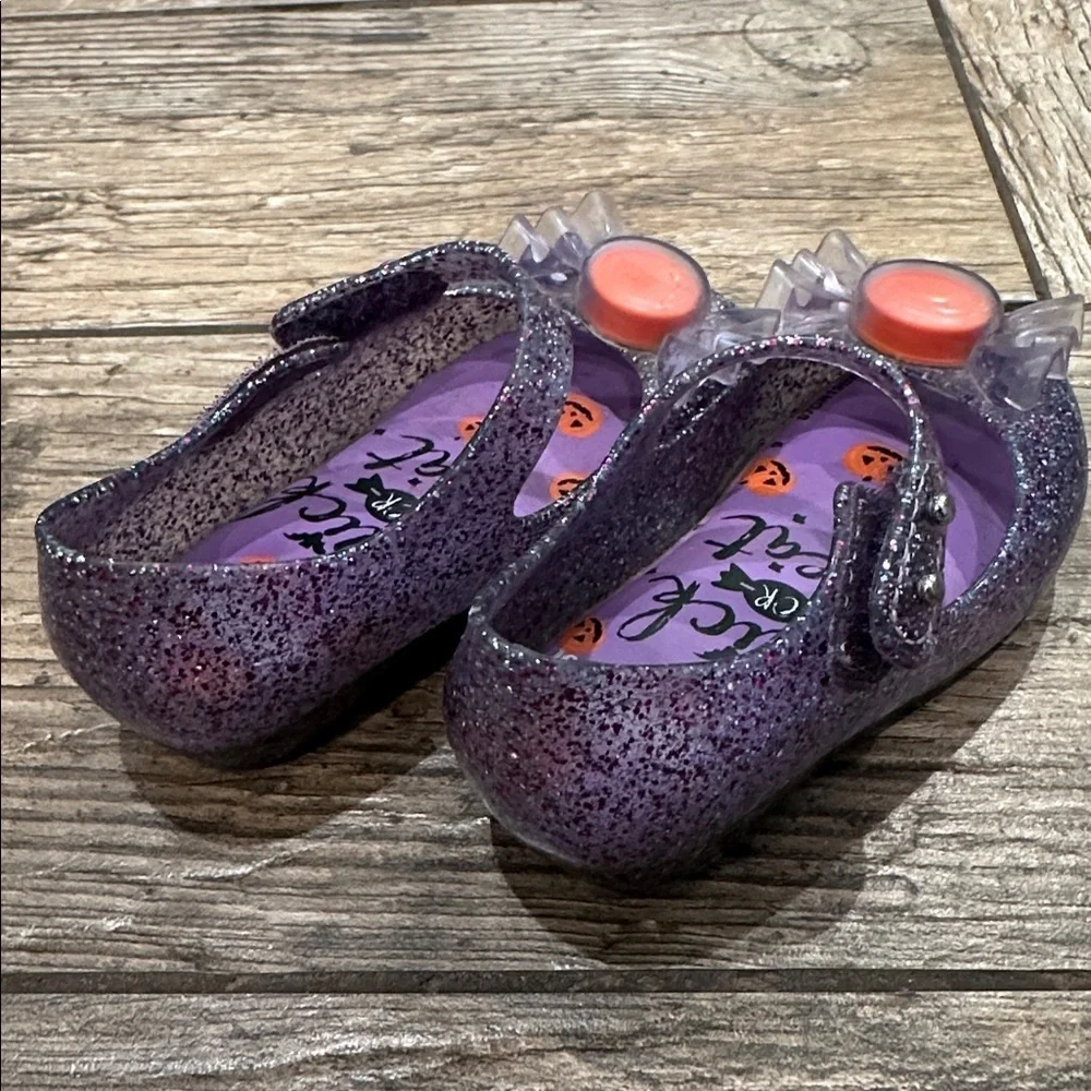 Mini Melissa Trick or Treat Ultragirl Maryjane jellies purple glitter size 6
